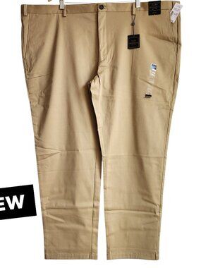 52x32 Khaki Chinos Jos A Bank Cotton Reserve Pants New Flat Front Nwt Tan Khakis